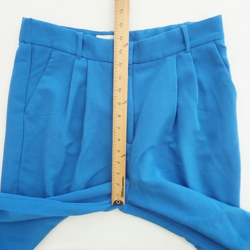 Abercrombie & Fitch Blue Wide Leg Pleated Trousers Dress Pants Size 32/14 - Picture 6 of 10
